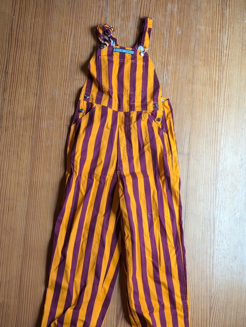 Striped Yellow & Burgundy Women's Overalls
